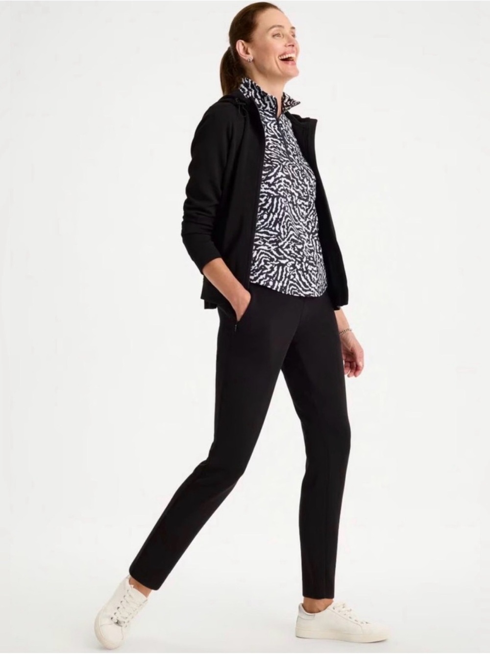 Chico's Zenergy Black Straight-Leg Knit Waist Pants NWT
